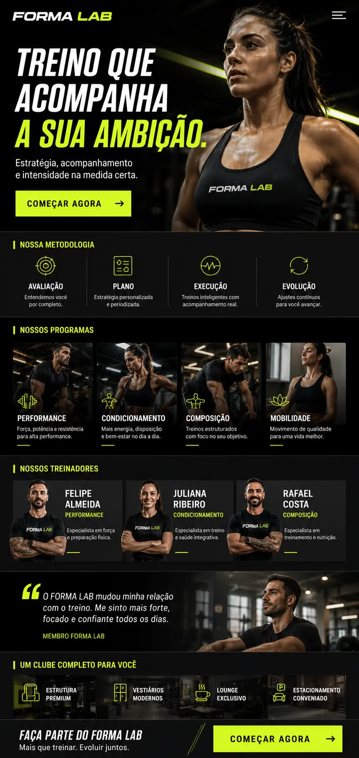 Landing page mobile da FORMA LAB, criada com o método Land-IA