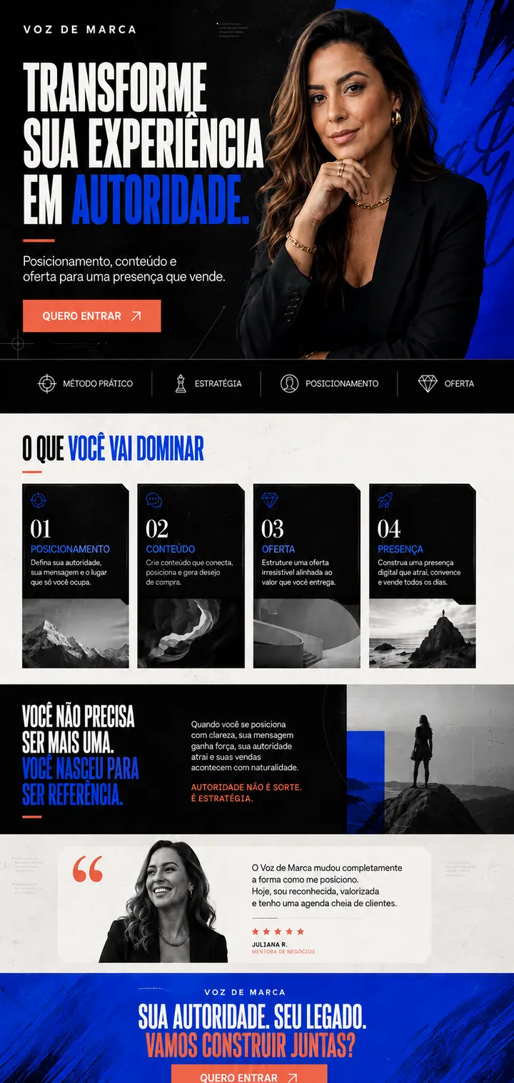 Landing page mobile da VOZ DE MARCA, criada com o método Land-IA